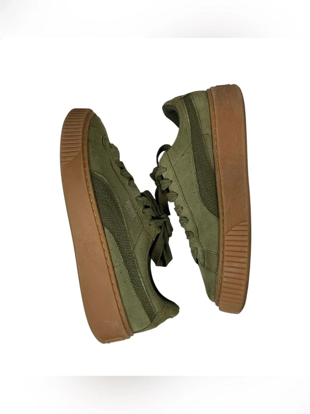 PUMA Burnt Olive Gum Suede Sneakers